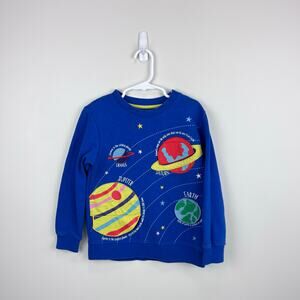 Mini Boden Lift-the-Flap Fun Facts Outer Space Sweatshirt Brilliant Blue 6-7